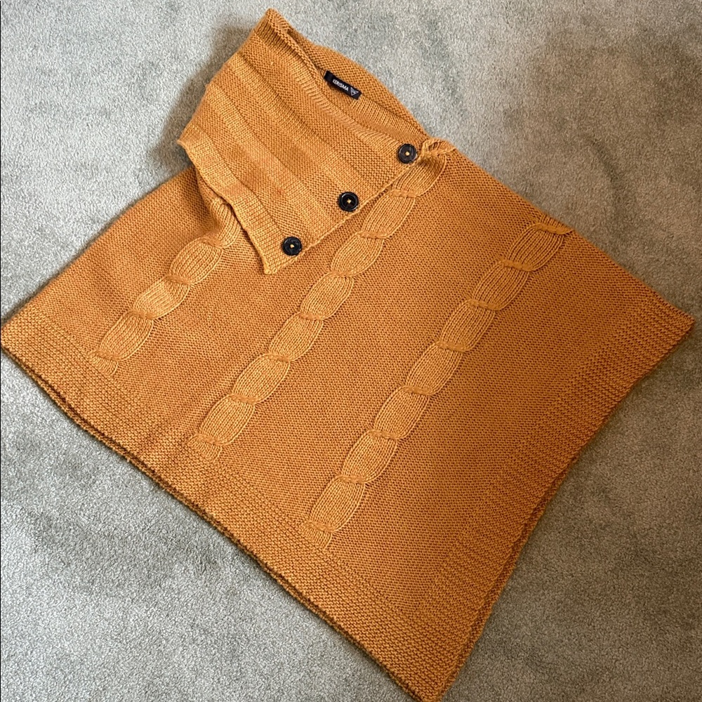 Kerisma Warm Orange Knit Poncho